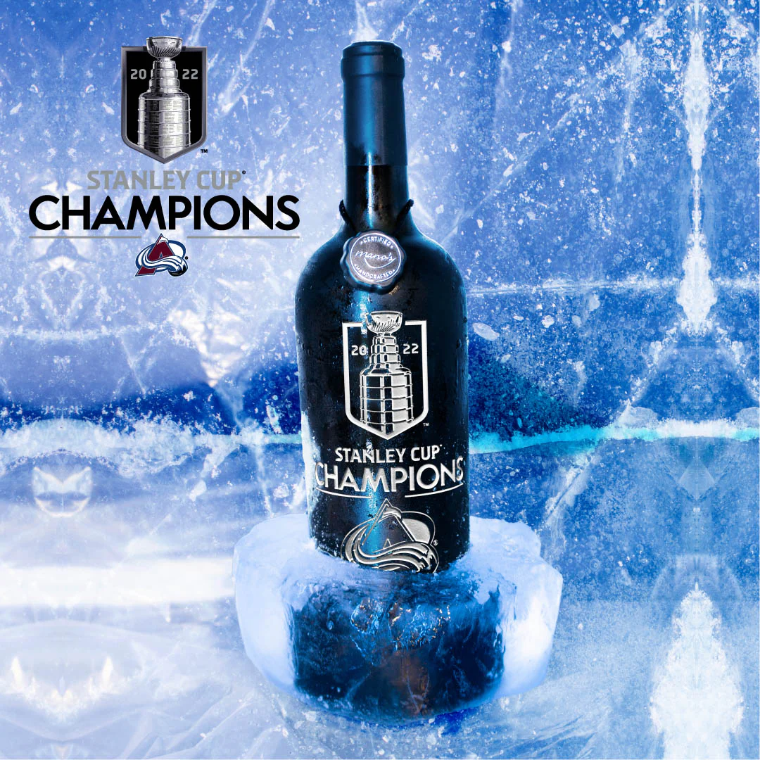 2022 Colorado Avalanche Stanley Cup Champions Logo Etched Wine - Image 2