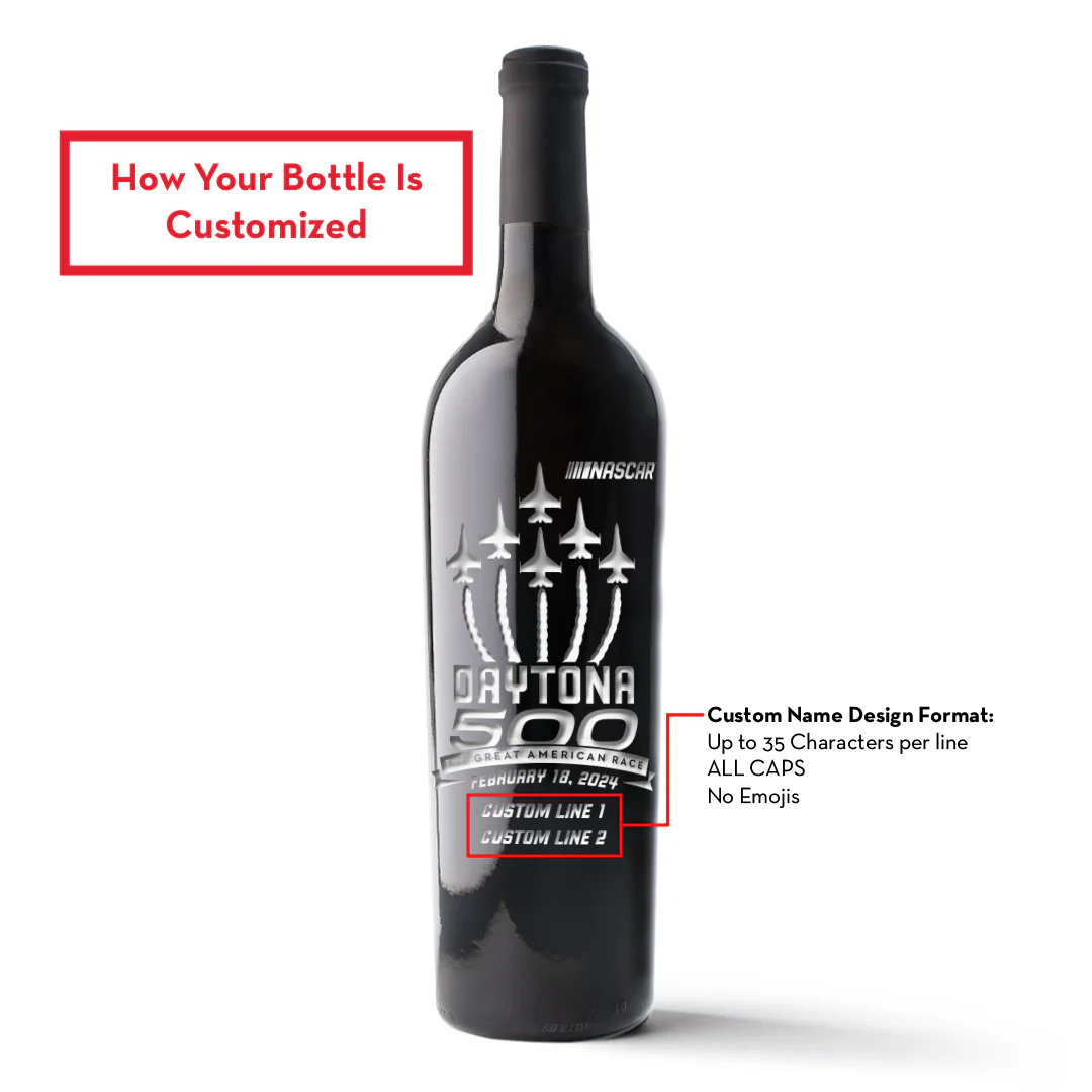 2024 Daytona 500 Custom Etched Wine Bottle - Image 3