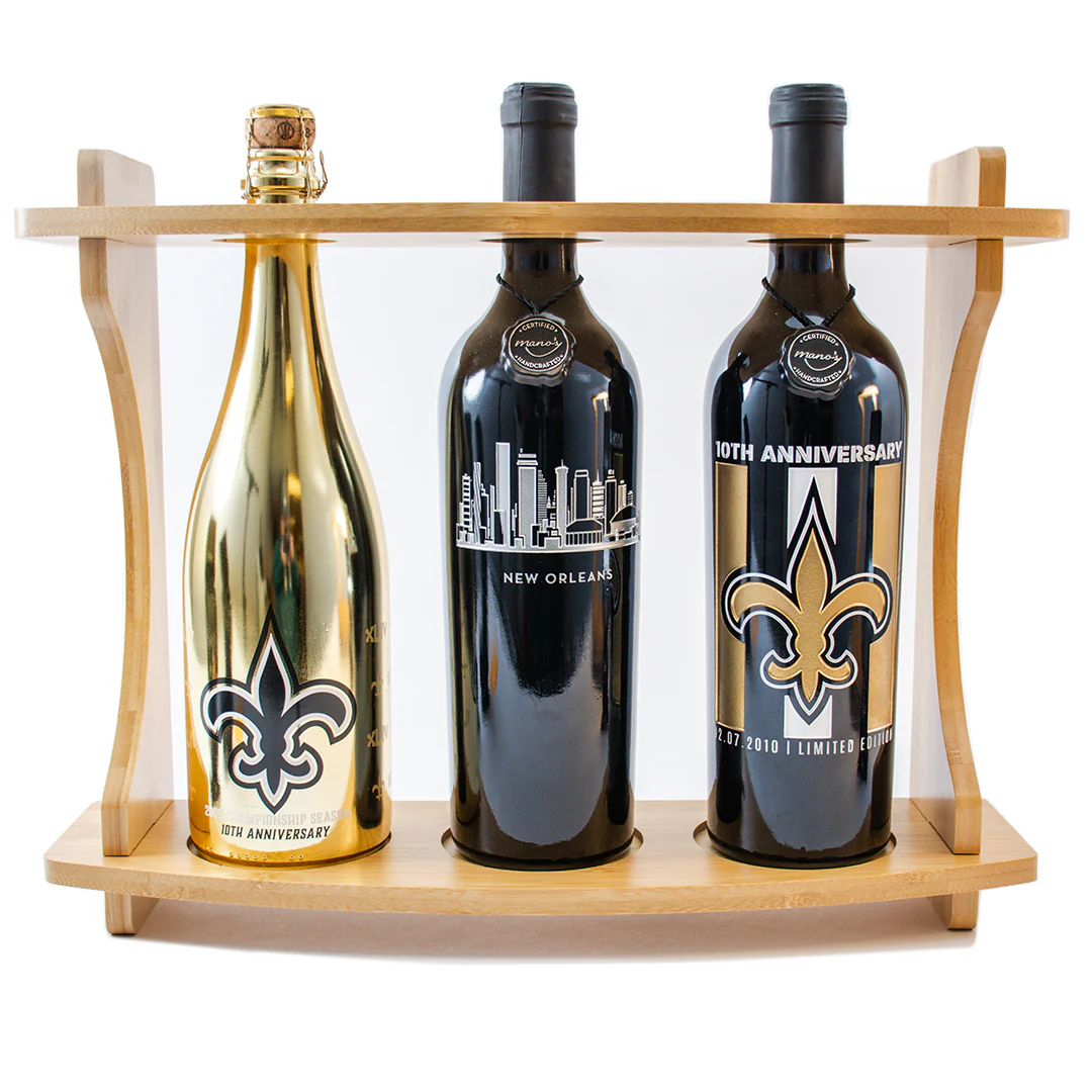 3 Bottle Bamboo Display - Image 3