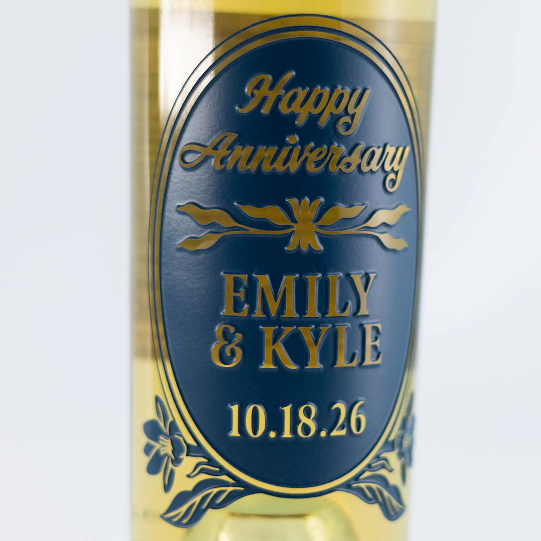 Anniversary Floral Frame Chardonnay Custom Etched Wine - Image 2