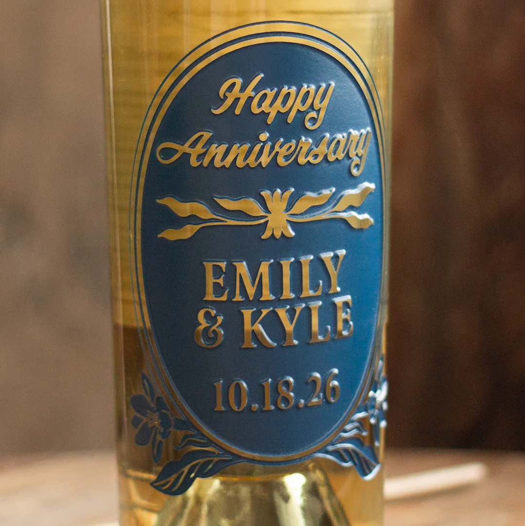 Anniversary Ornate Frame Chardonnay Custom Etched Wine - Image 2
