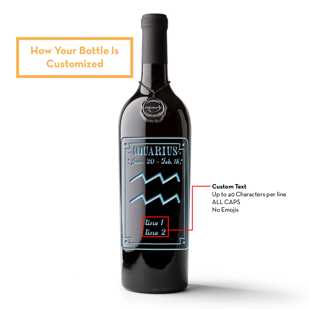 Aquarius Custom Etched Wine Bottle - Image 2