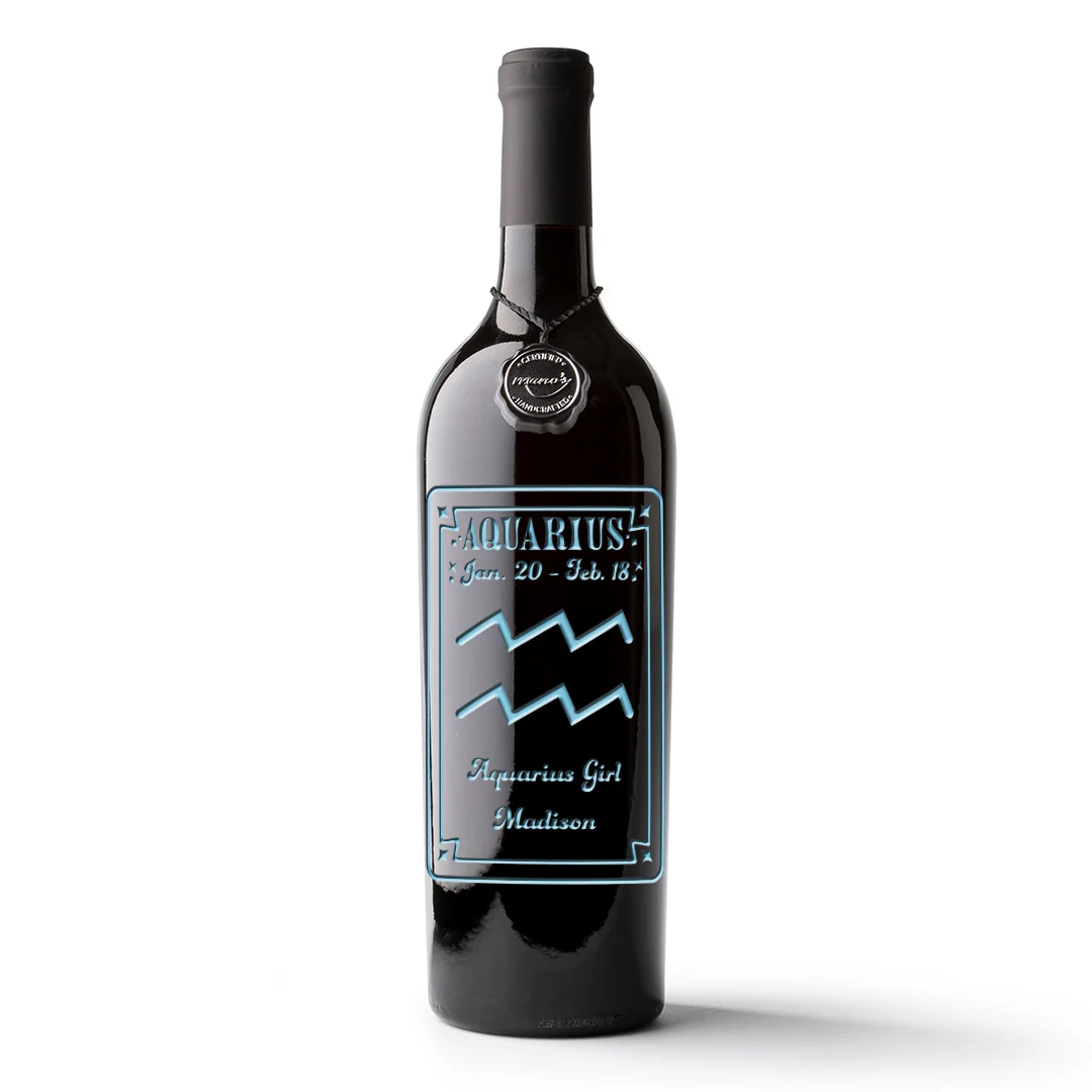 Aquarius Custom Etched Wine Bottle - Image 3