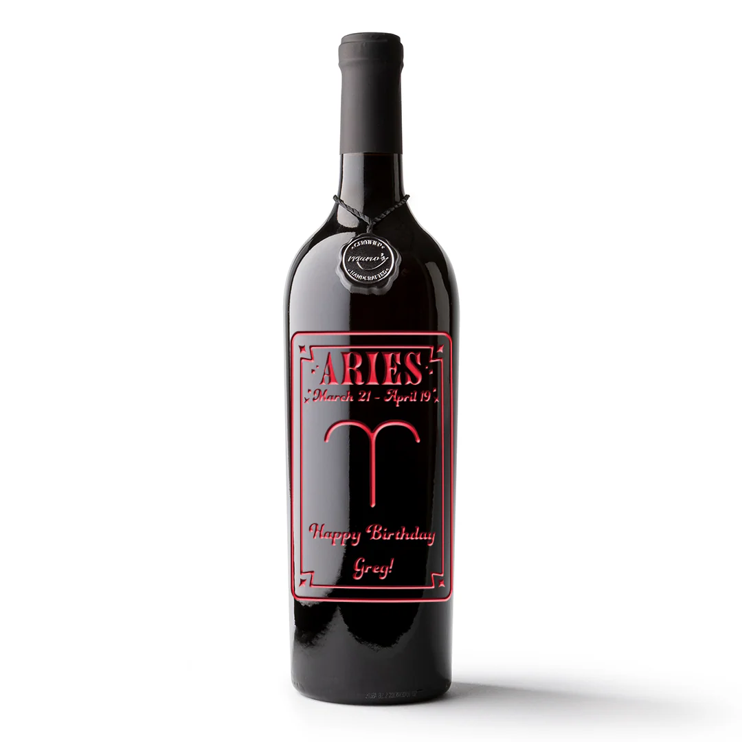 Aries Custom Etched Wine Bottle - Image 2