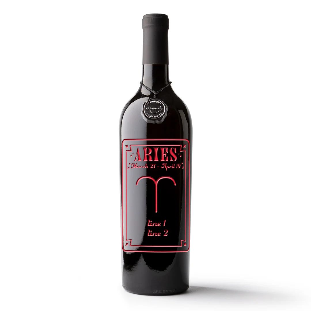 Aries Custom Etched Wine Bottle - Image 3
