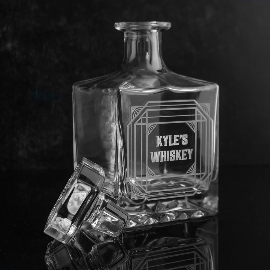 Art Deco Frame Custom Crystal Glass Decanter