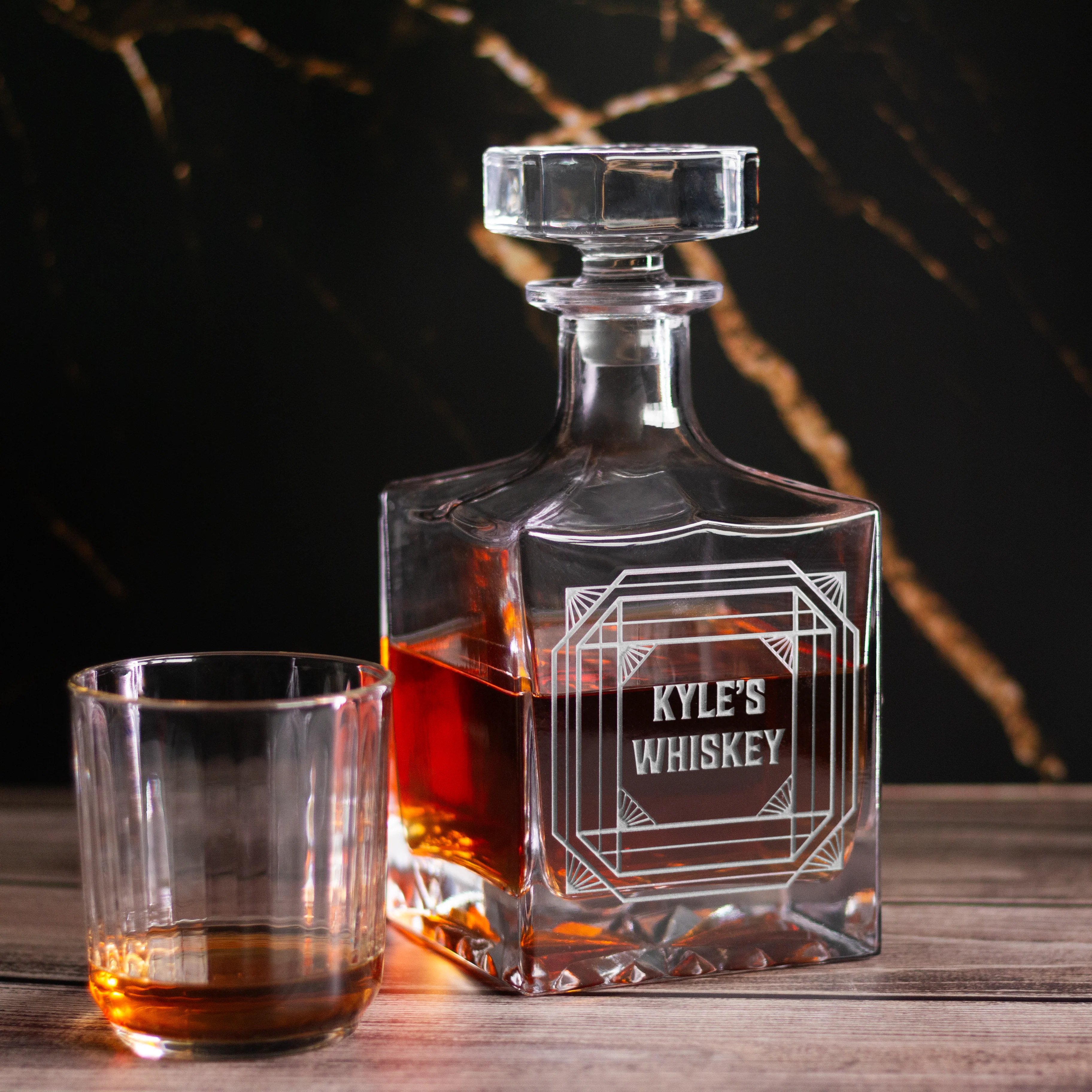 Art Deco Frame Custom Crystal Glass Decanter - Image 2