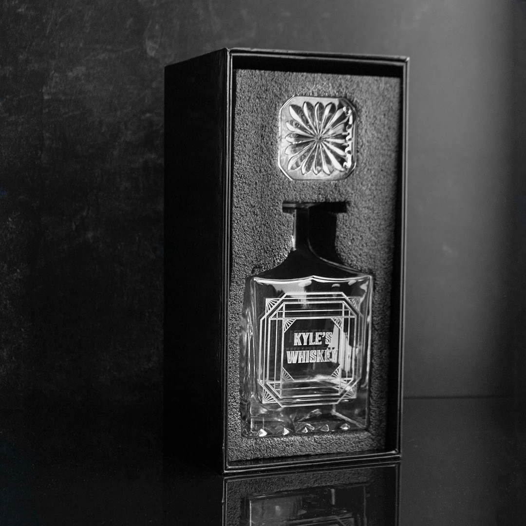 Art Deco Frame Custom Crystal Glass Decanter - Image 3