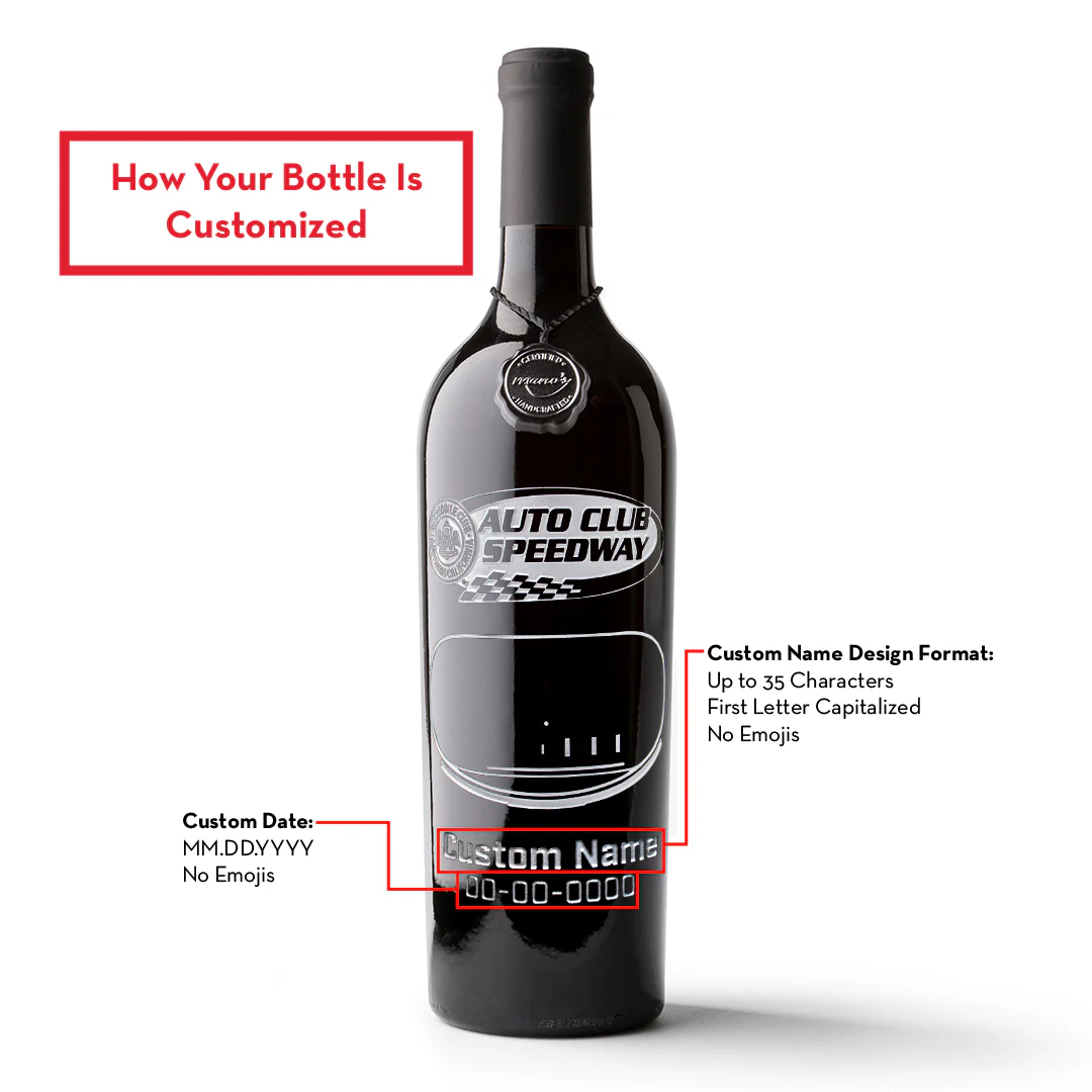 Auto Club Speedway Custom Name Etched Wine - Image 2