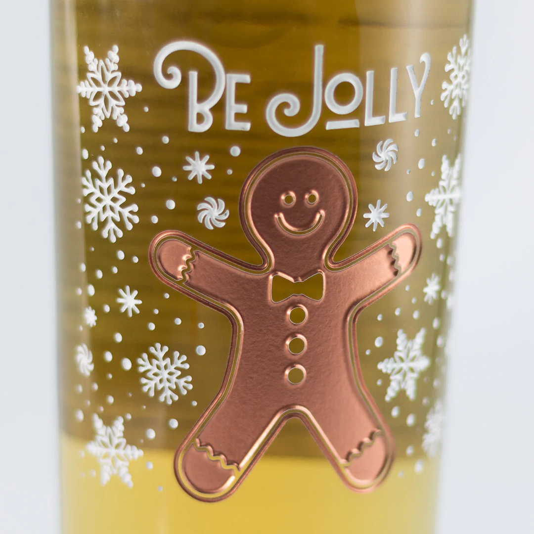 Be Jolly Gingerbread Chardonnay Custom Etched Wine - Image 2