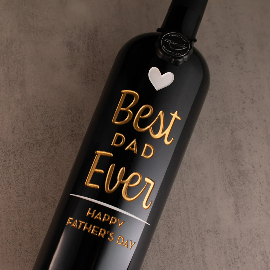 Best Dad Ever Etched Wine - Image 2