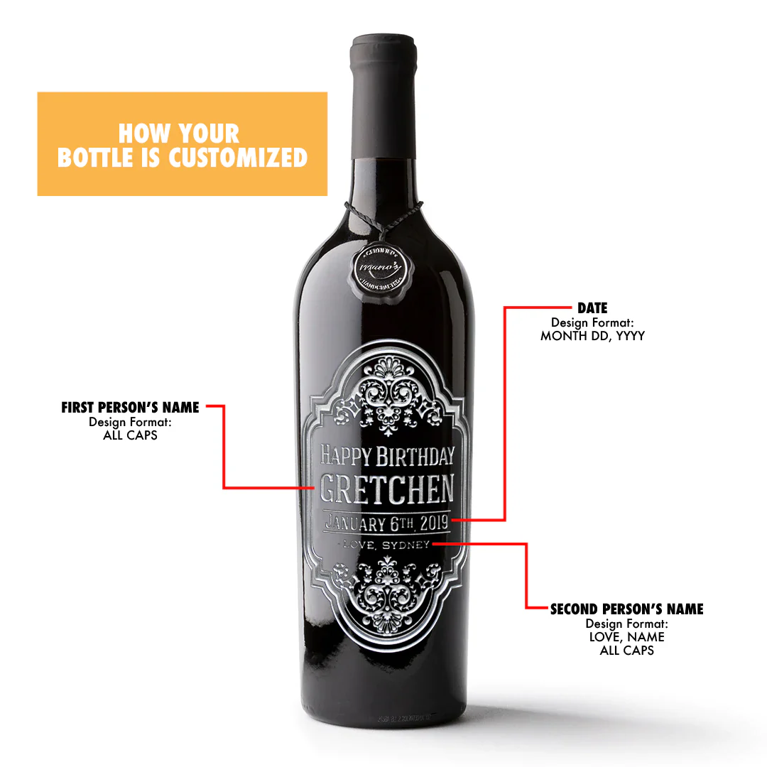 Birthday Frame Custom Etched Wine Bottle - Image 3