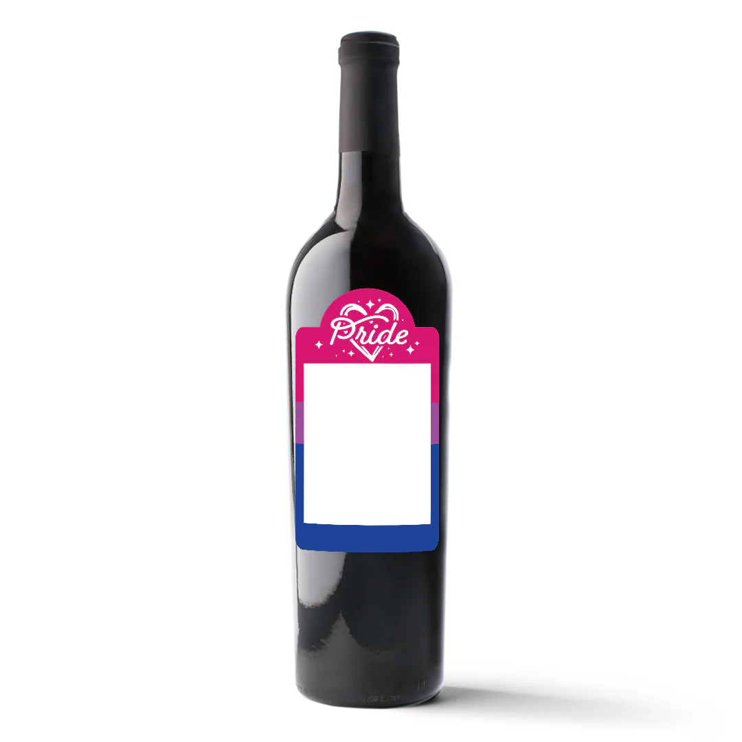 Bisexual Pride Flag Custom Photo Label Wine - Image 2