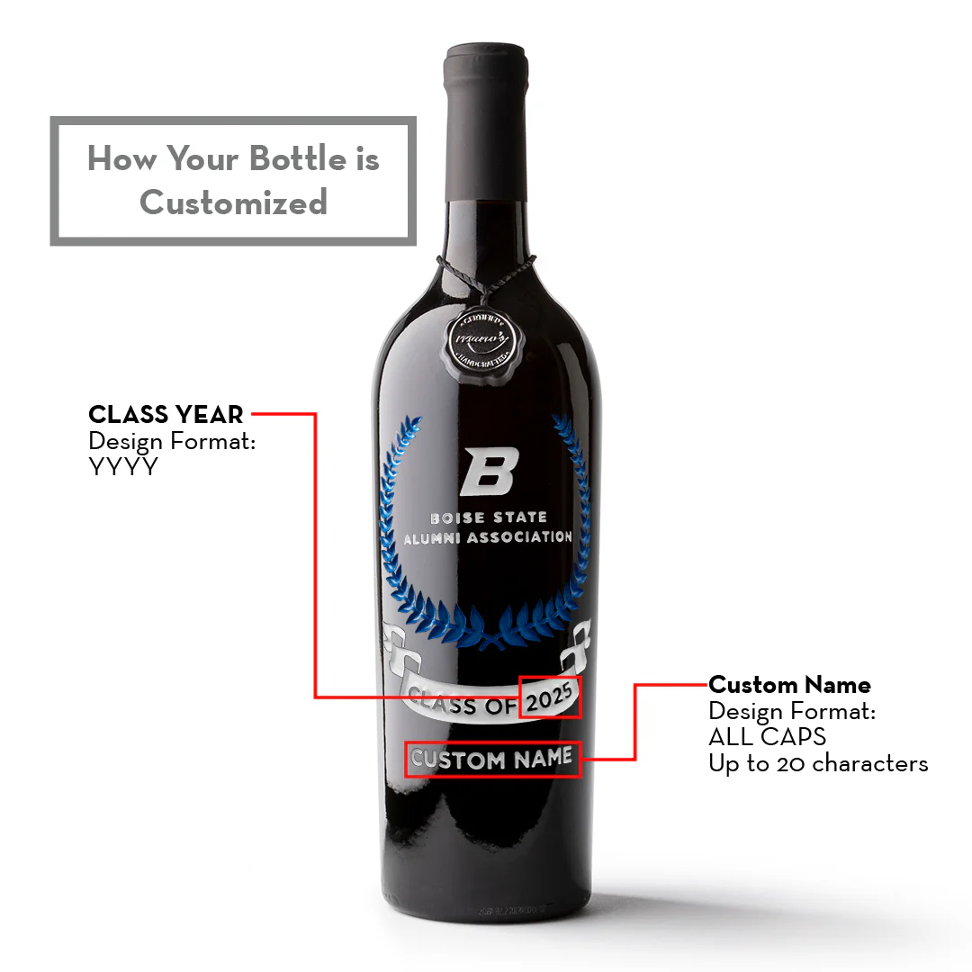 Boise State Custom Alumni Association Etched Wine - Image 3
