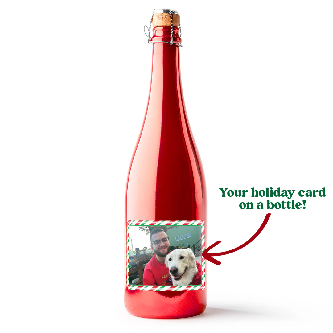 Candy Cane Photo Label Metallic Red Bubbly - Image 2