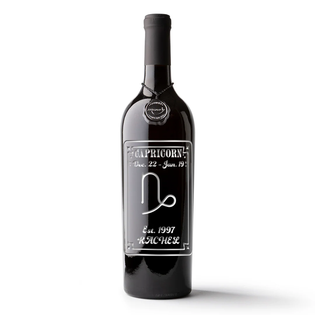 Capricorn Custom Etched Wine Bottle - Image 4