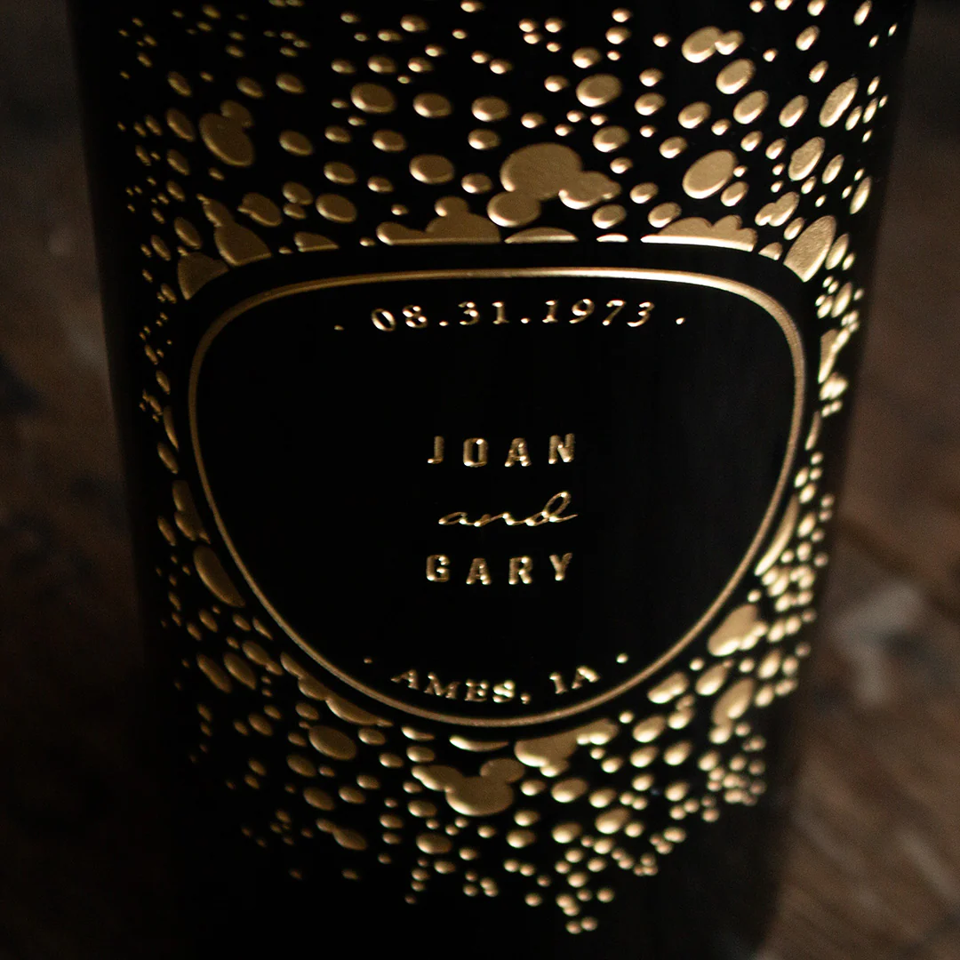 Celebration Circle Frame Custom Etched Wine Bottle - Image 3