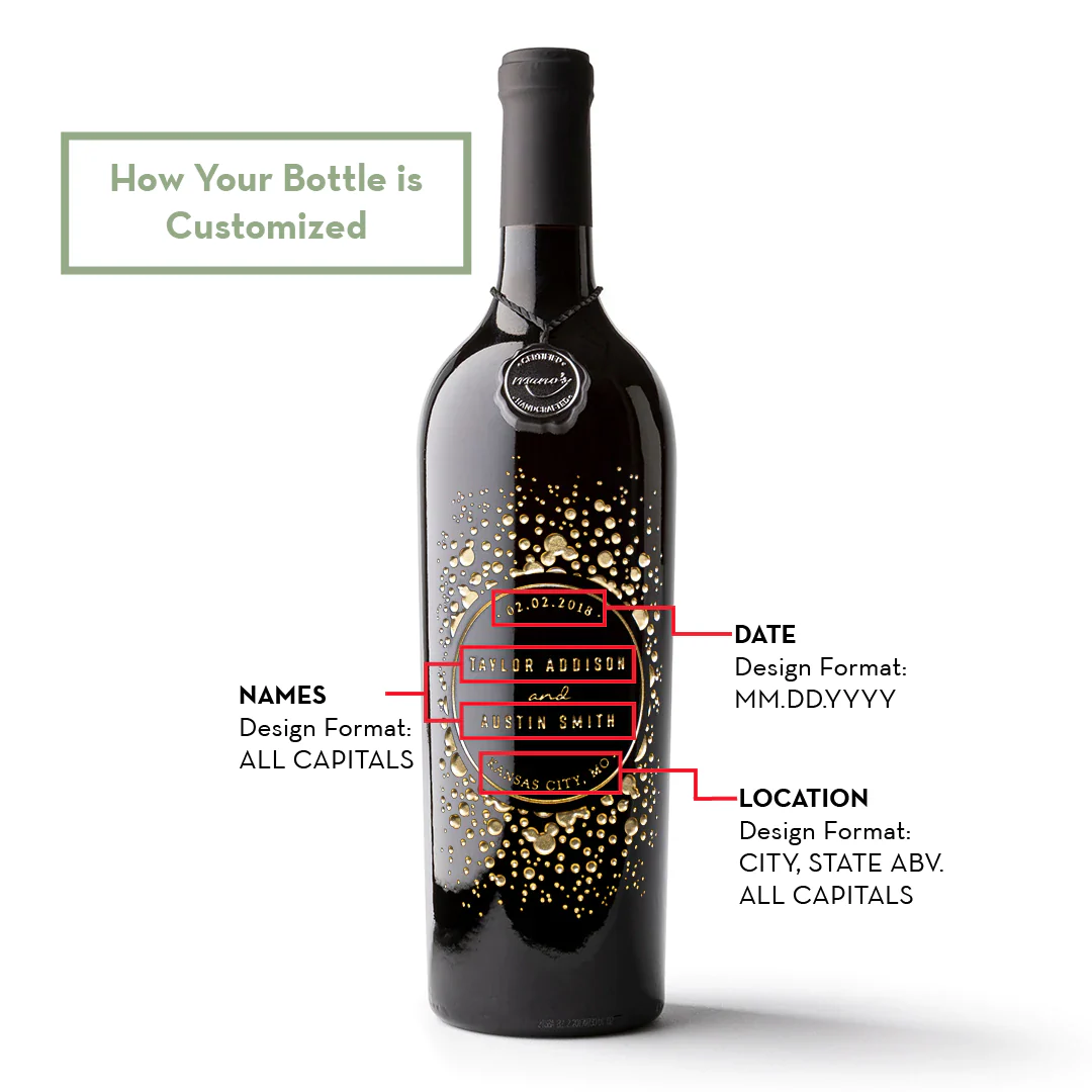 Celebration Circle Frame Custom Etched Wine Bottle - Image 4