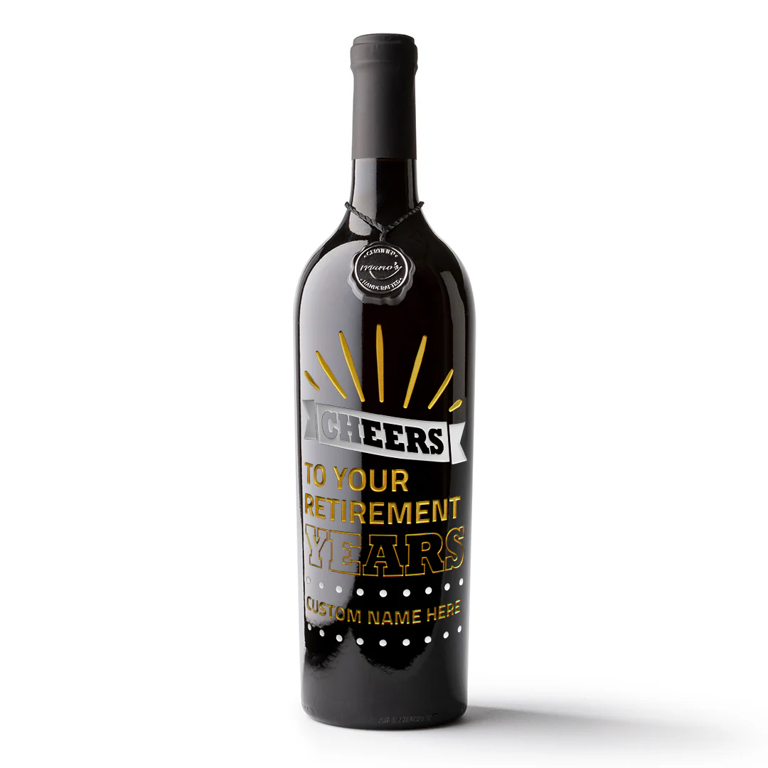 Cheers to your Retirement Years Custom Etched Wine - Image 3