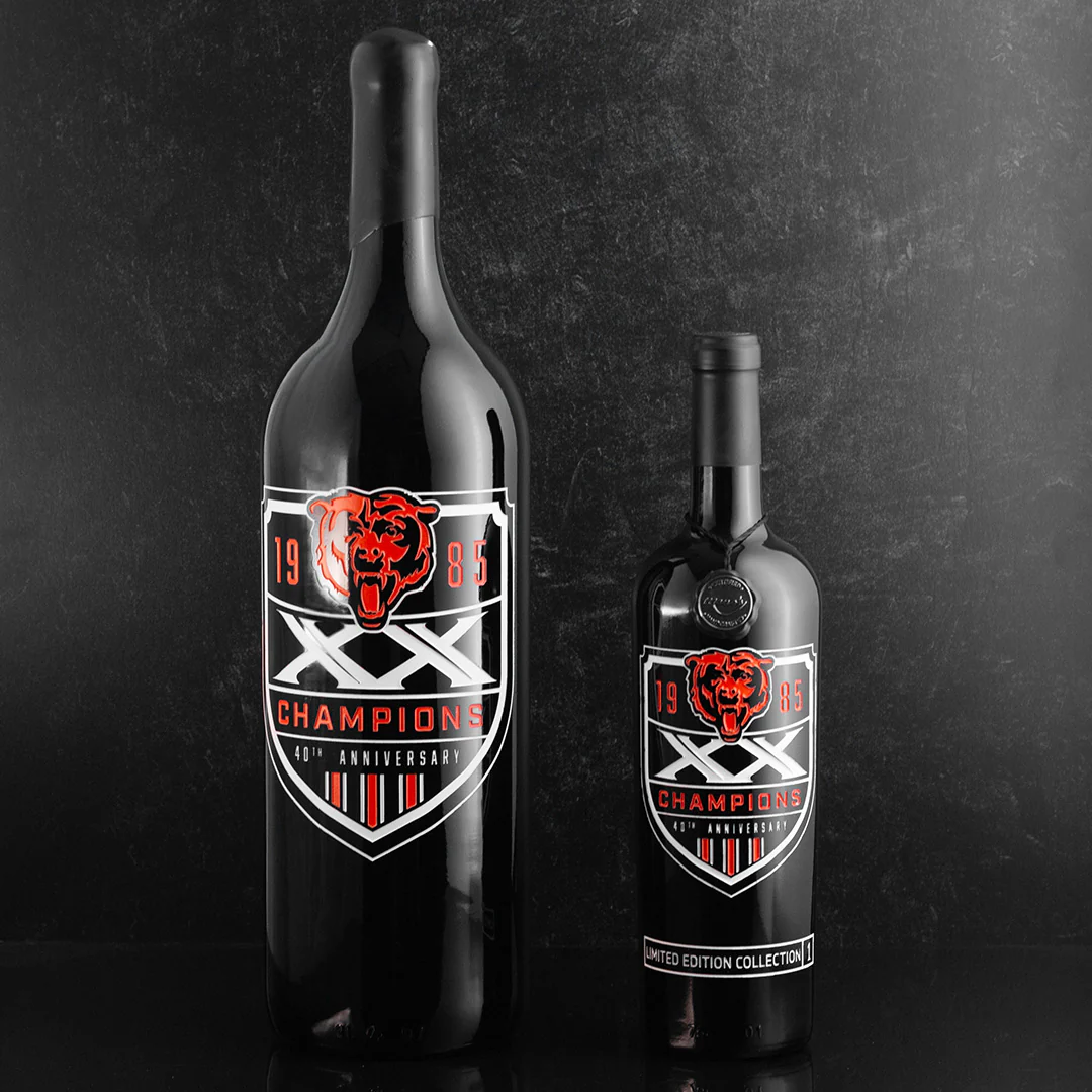 Chicago Bears Championship Anniversary 3L Etched Wine - Image 2
