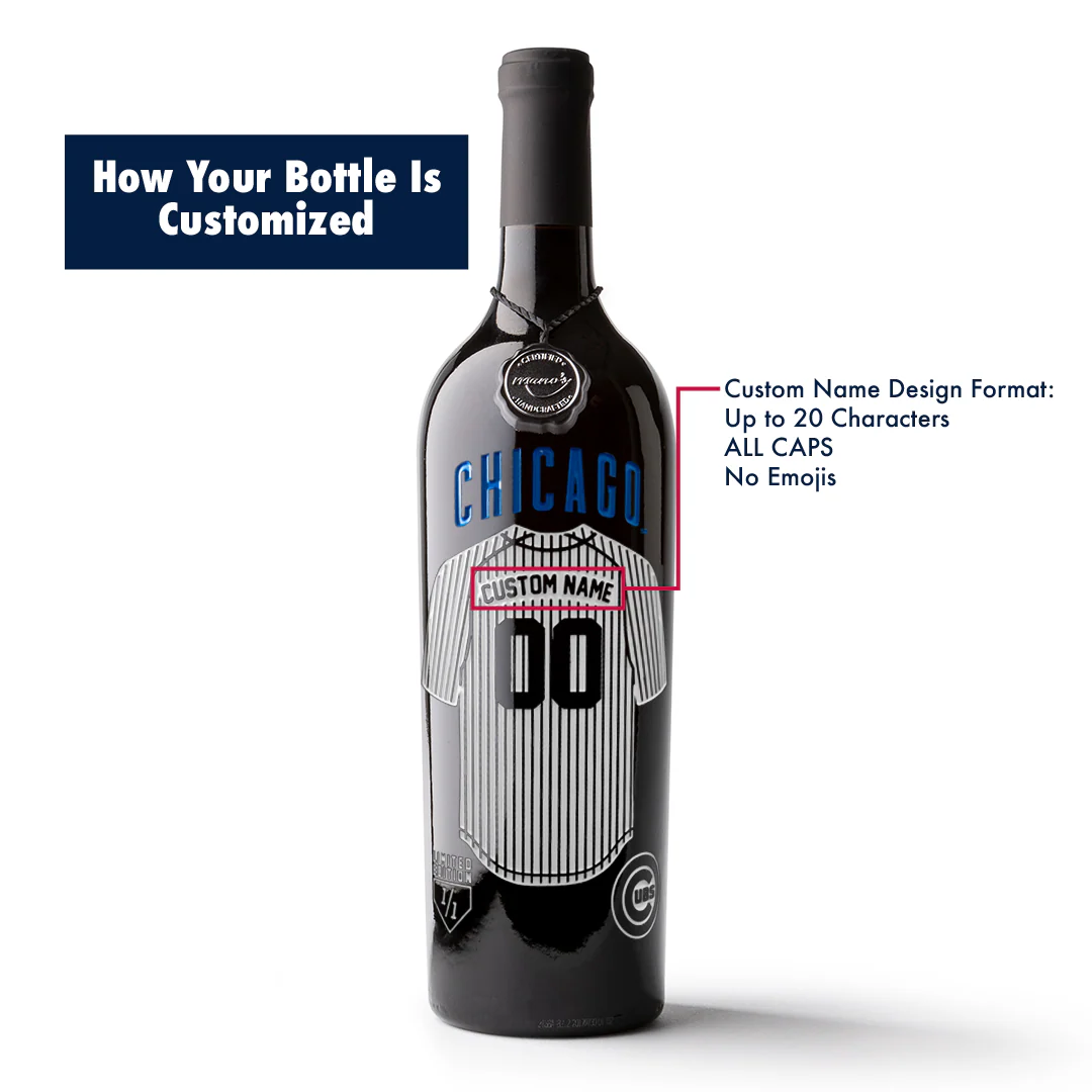 Chicago Cubs Custom Jersey Etched Wine - Image 2