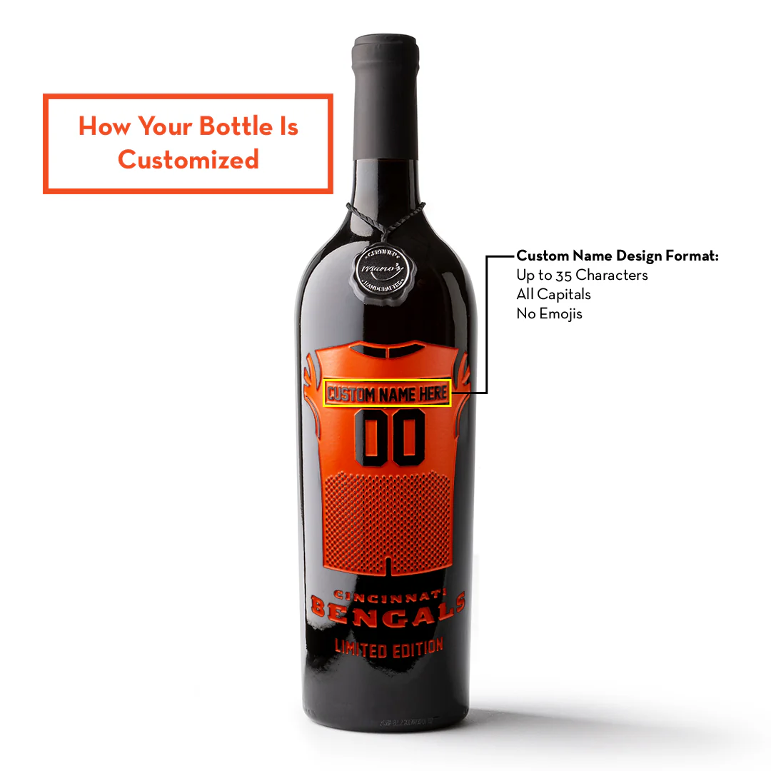 Cincinnati Bengals Custom Name Jersey Etched Wine - Image 3