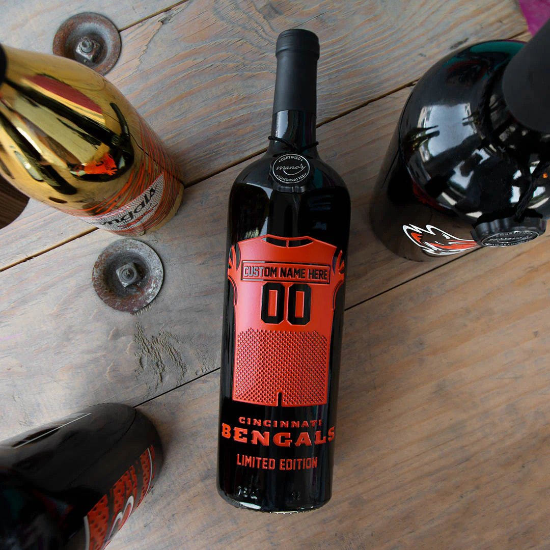 Cincinnati Bengals Custom Name Jersey Etched Wine - Image 4