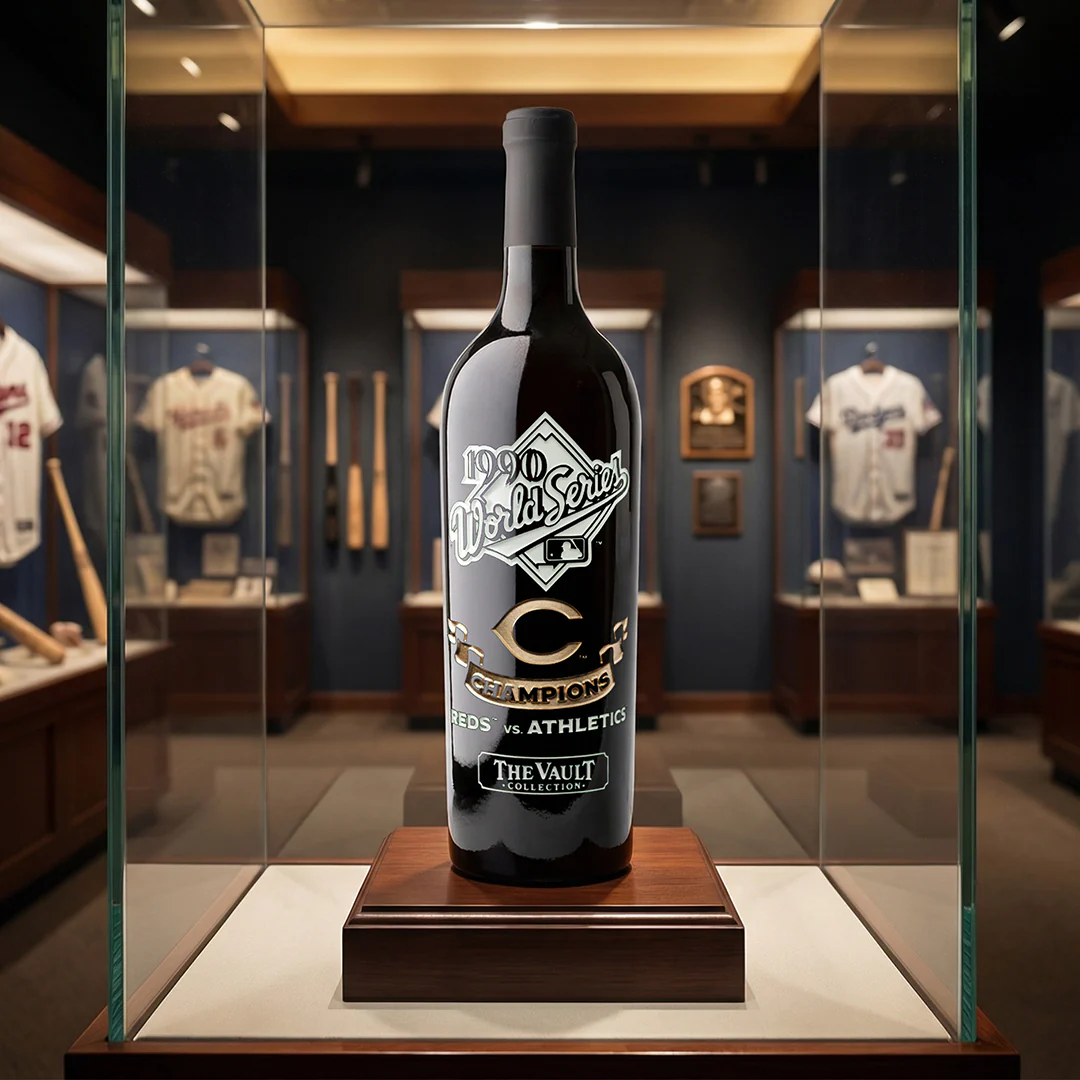 Cincinnati Reds 1990 World Series Vault Etched Wine - Image 5