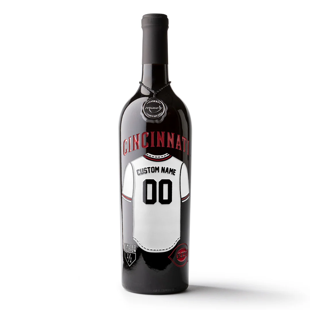 Cincinnati Reds Custom Jersey Etched Wine - Image 3