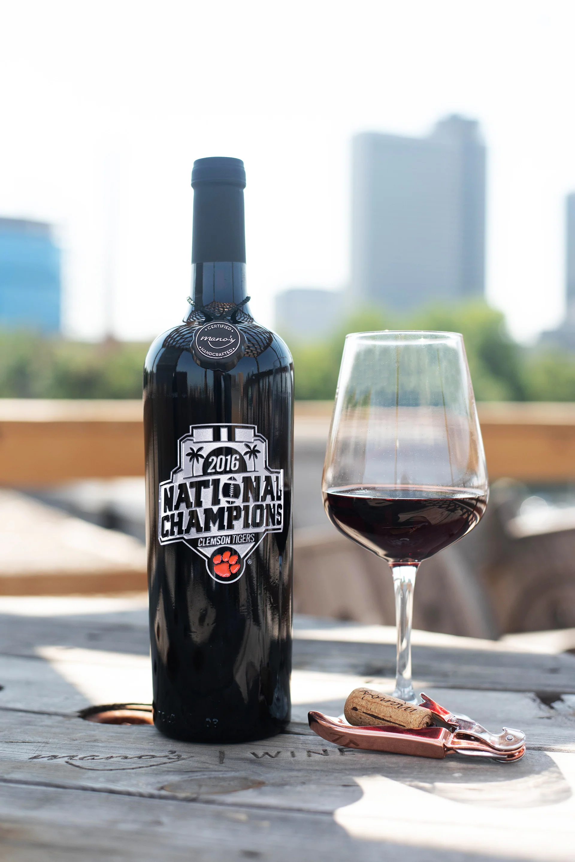 Clemson University National 2016 Champions Logo Etched Wine Bottle - Image 3