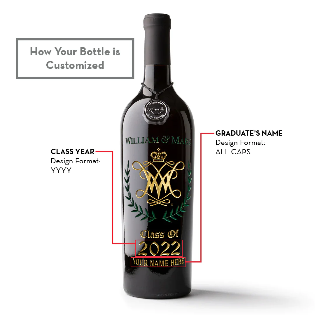 William & Mary Custom Alumni Etched Wine - Image 2