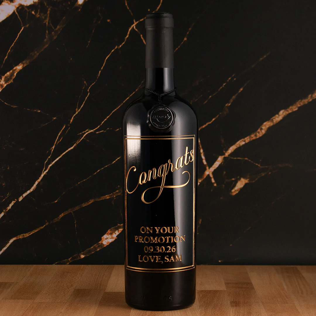 Congrats Script Custom Etched Wine - Image 3
