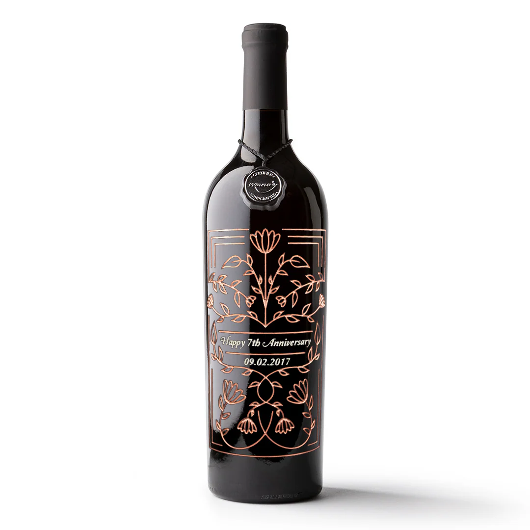 Copper Custom Frame Etched Wine Bottle - Image 4