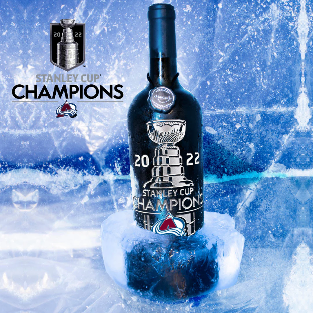 2022 Colorado Avalanche Stanley Cup Champions Trophy Etched Wine - Image 2