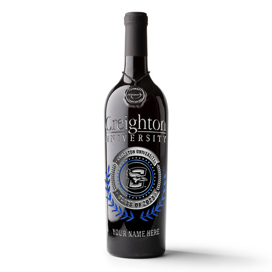 Creighton University Custom Alumni Etched Wine Bottle - Image 4