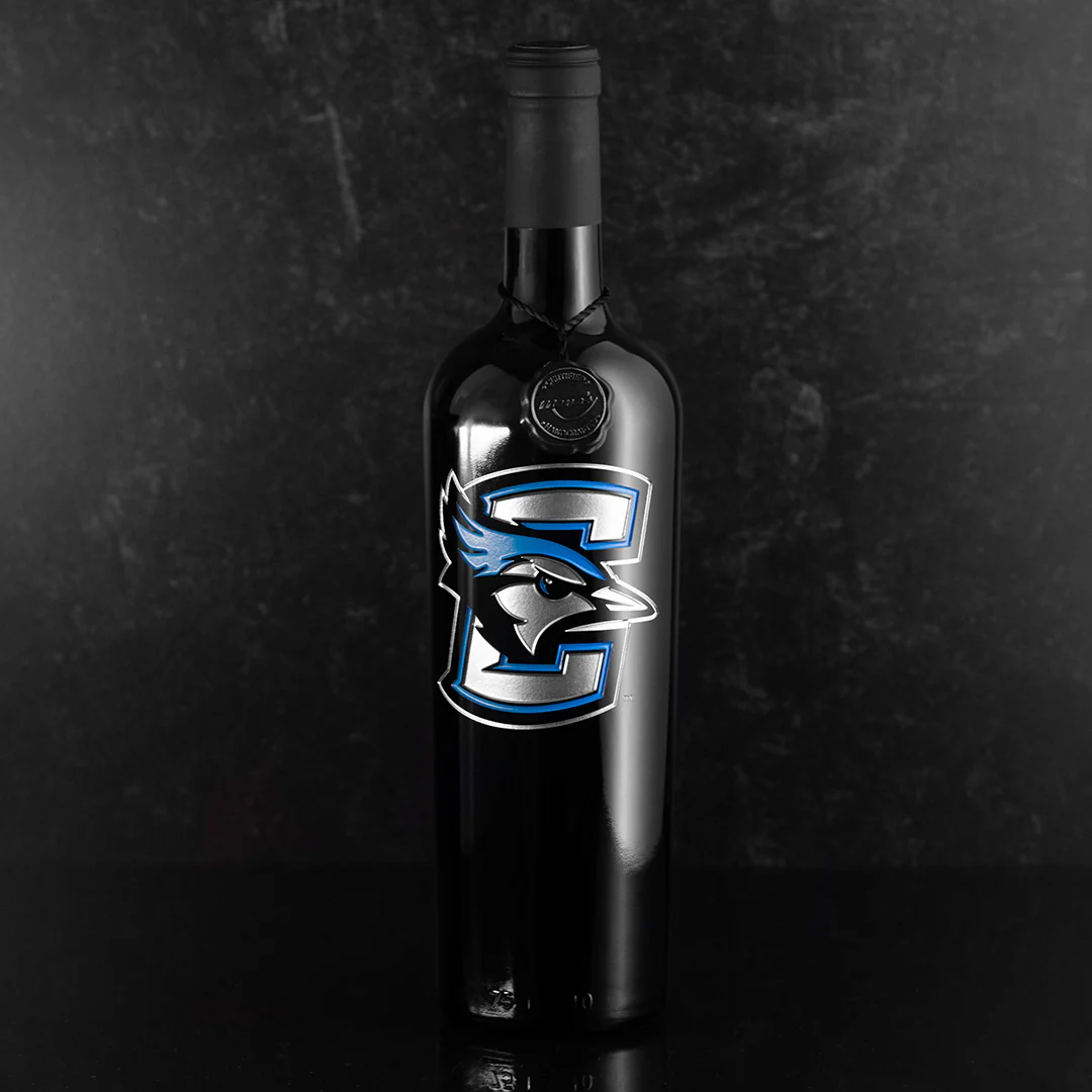 Creighton University Logo Etched Wine Bottle - Image 3