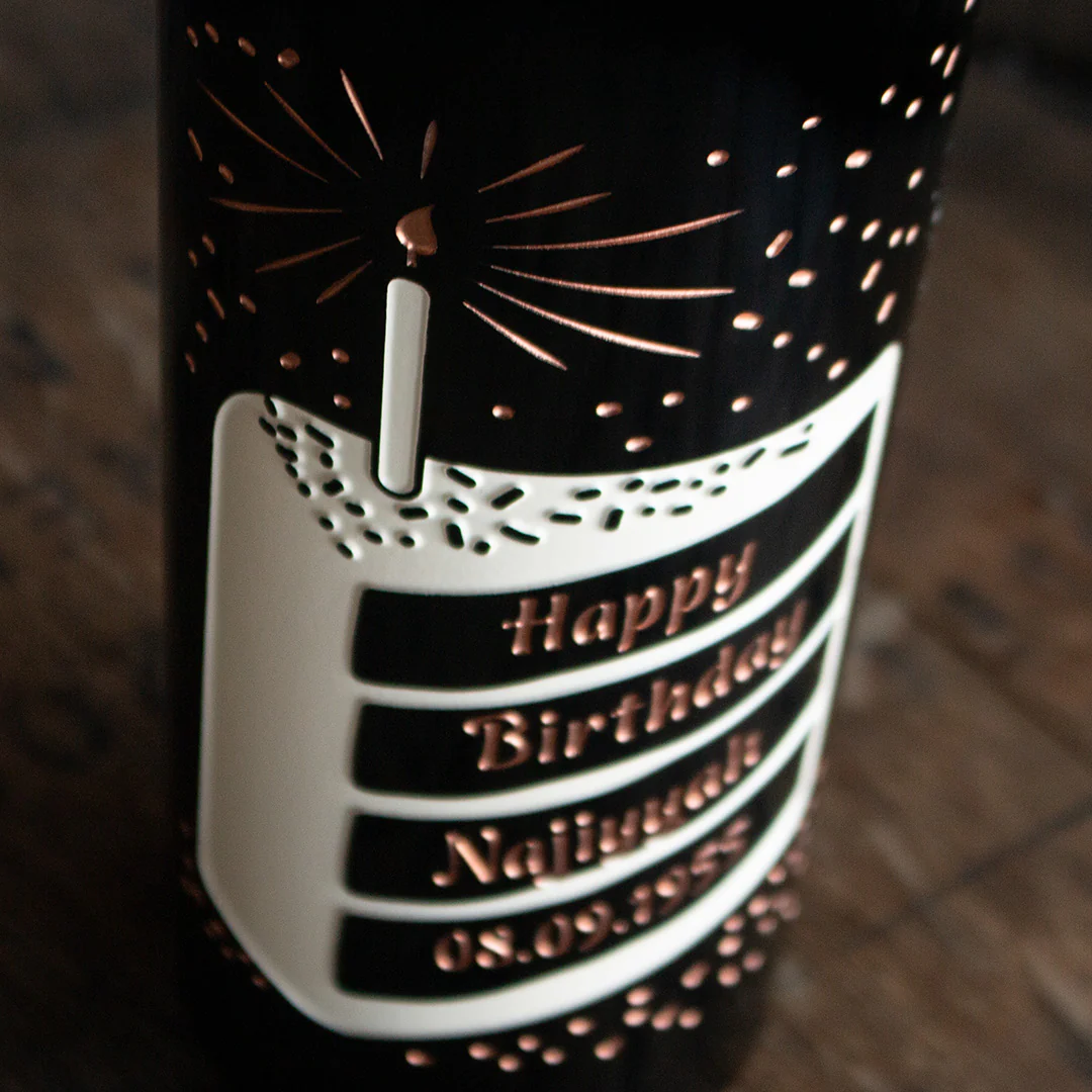 Custom Birthday Celebration Etched Wine Bottle - Image 5