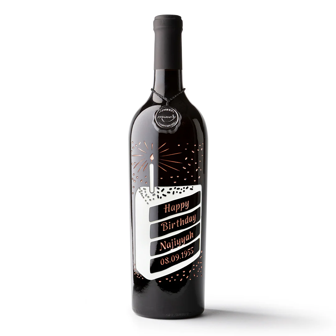 Custom Birthday Celebration Etched Wine Bottle - Image 7