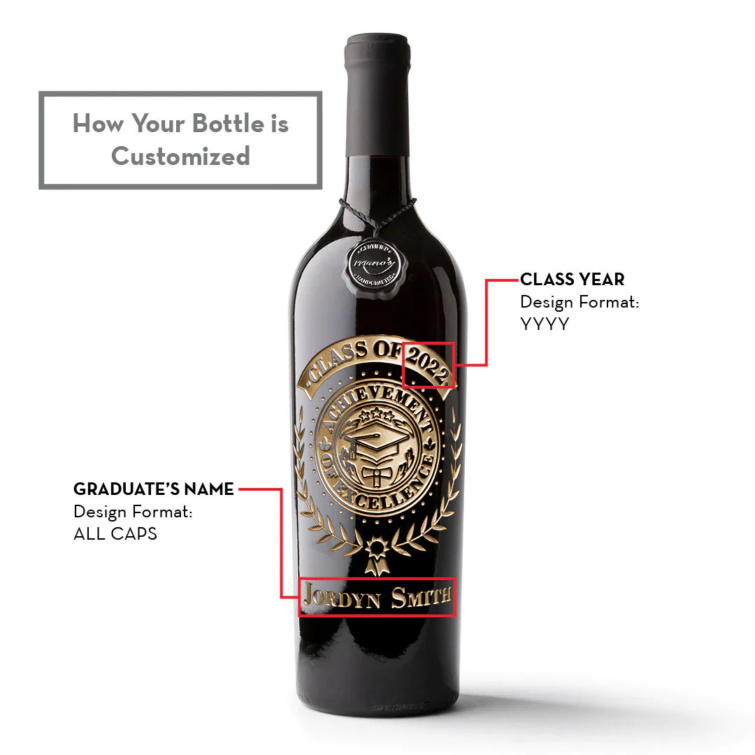 Custom Graduation Laurel Etched Wine - Image 5