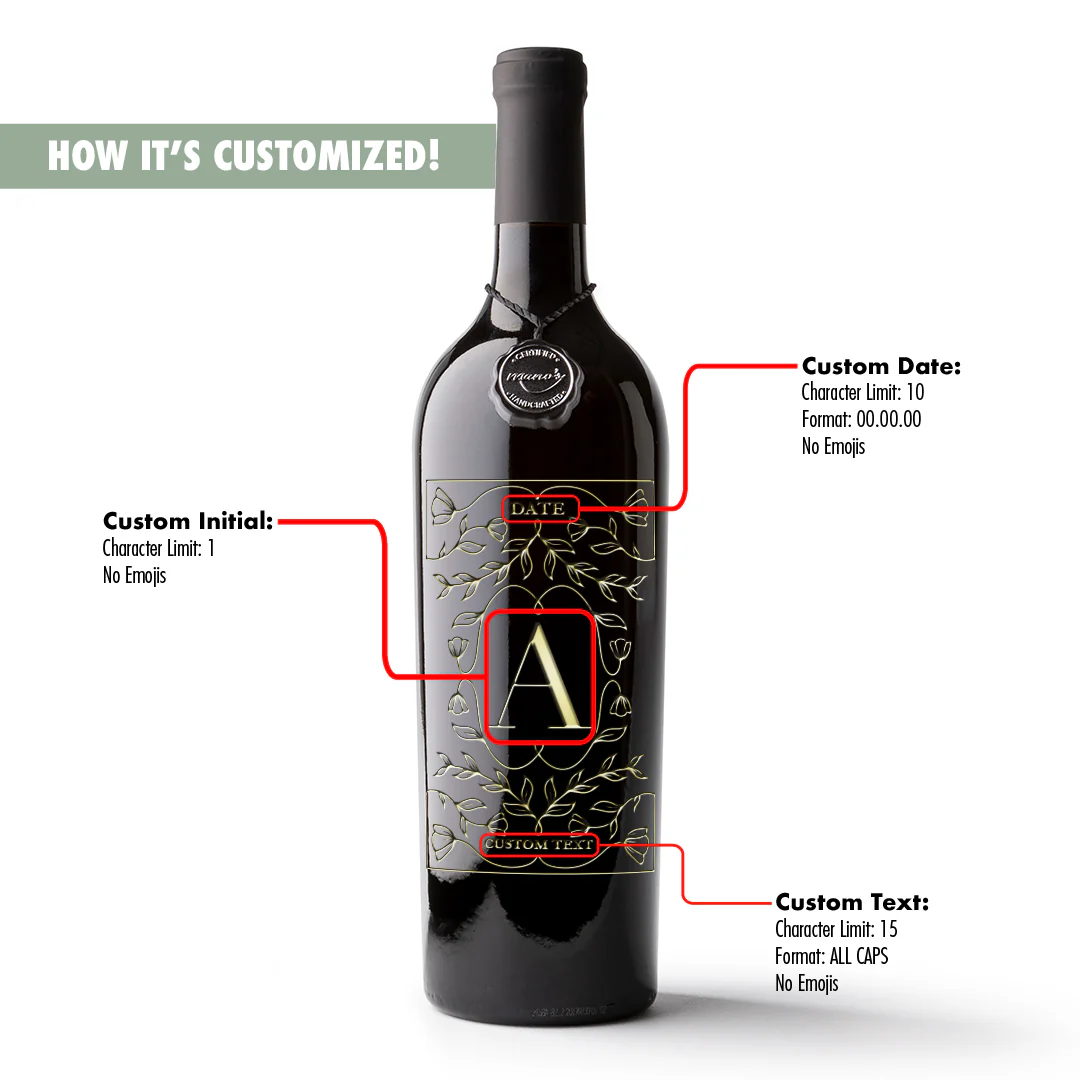 Custom Initial Frame Etched Wine Bottle - Image 3