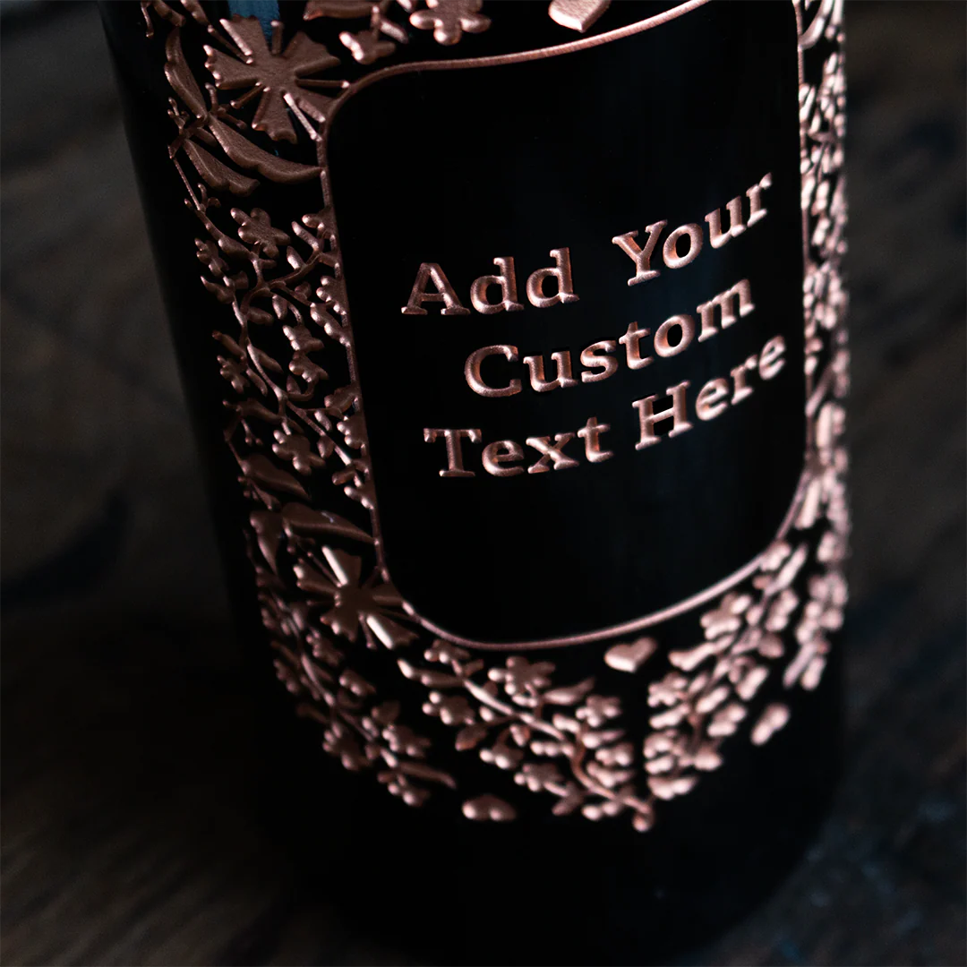 Custom Text Frame Etched Wine Bottle - Image 14