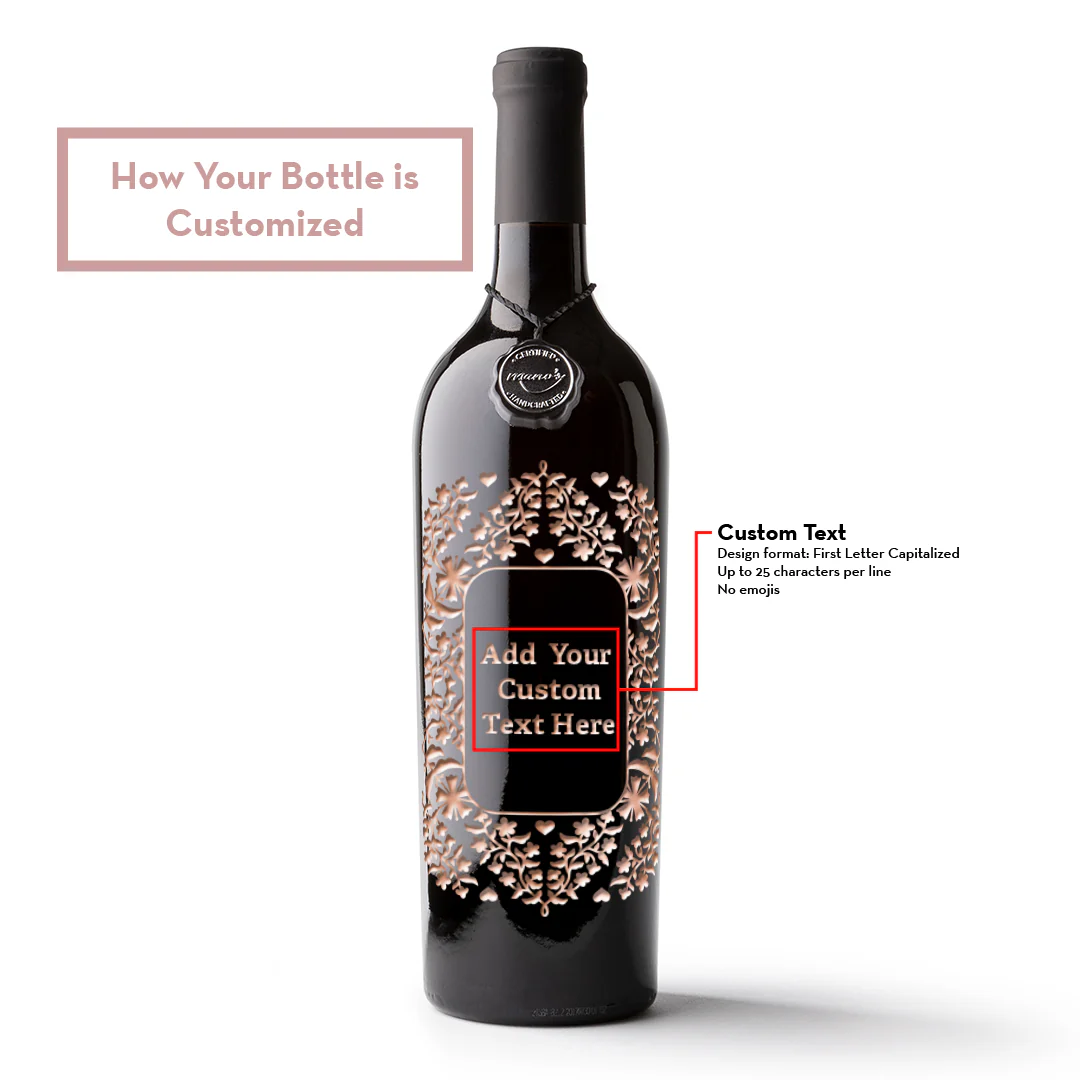 Custom Text Frame Etched Wine Bottle - Image 4