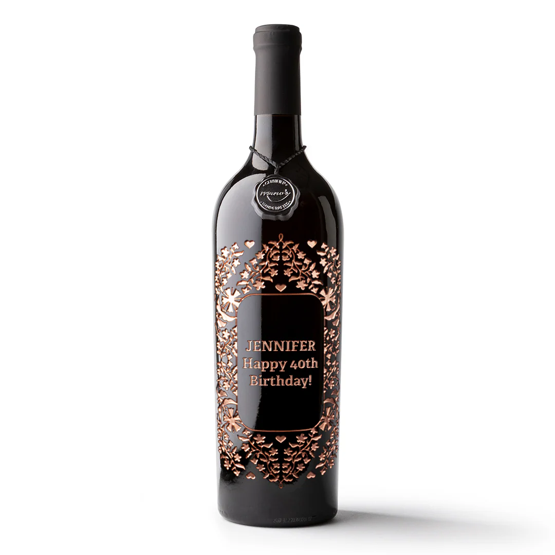 Custom Text Frame Etched Wine Bottle - Image 7