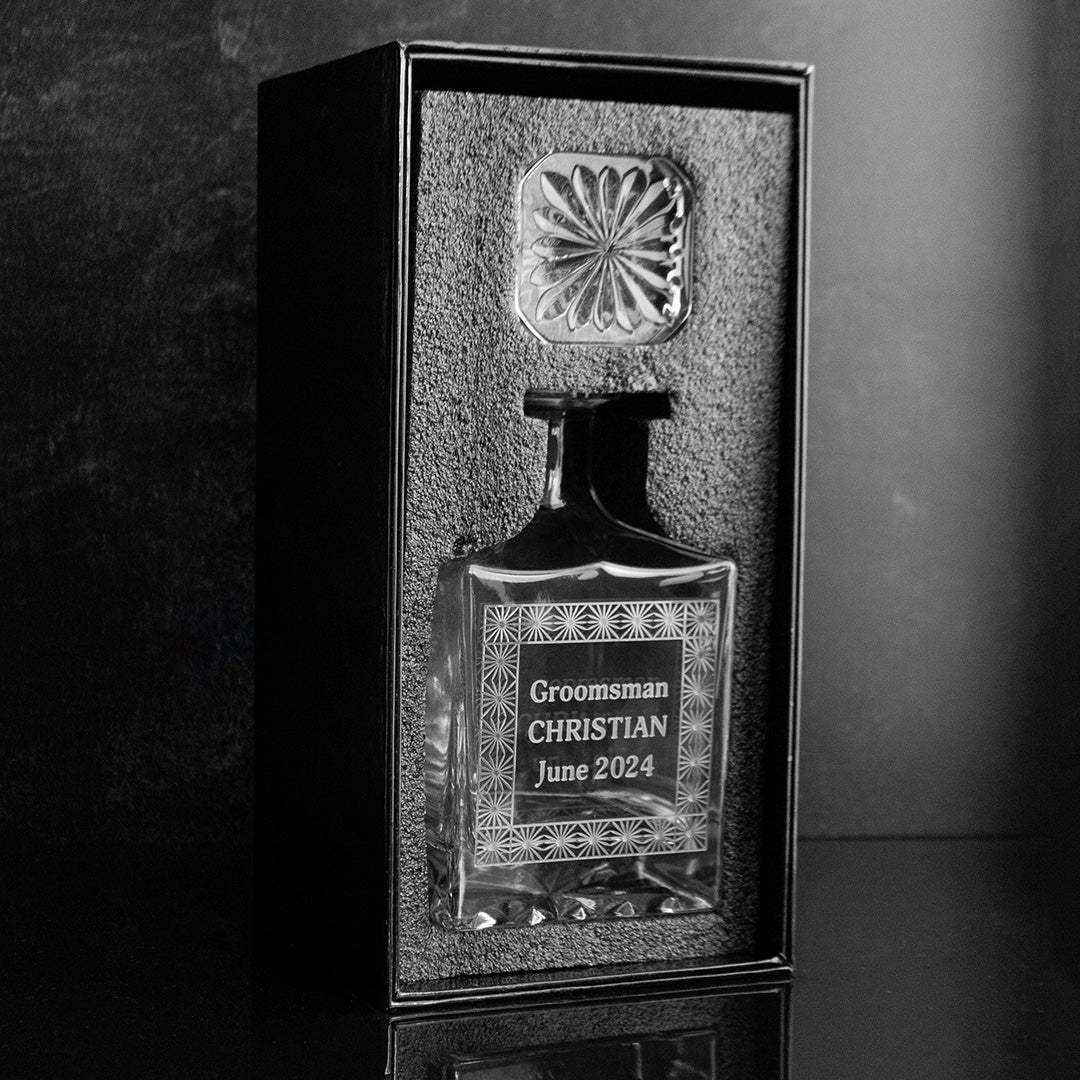 Custom Text in Frame Crystal Glass Decanter - Image 2