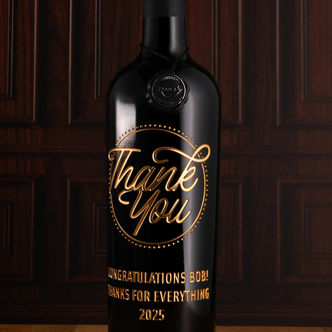 Custom Thank You Message Etched Wine - Image 3
