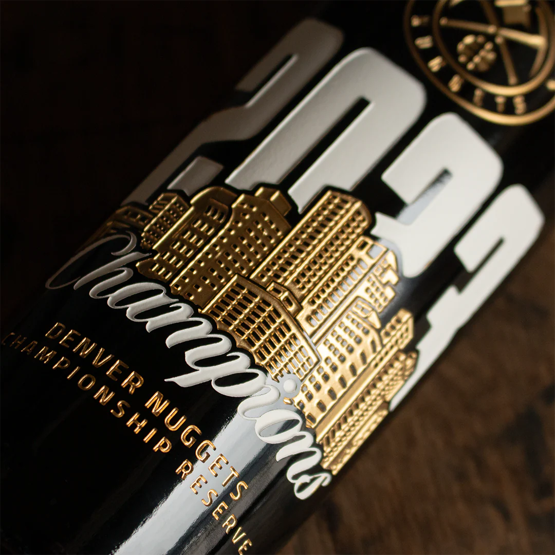 Denver Nuggets 2023 Champions Skyline Etched Wine - Image 3