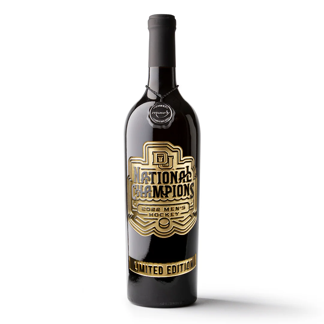 University of Denver 2022 National Ice Hockey Champions Etched Wine