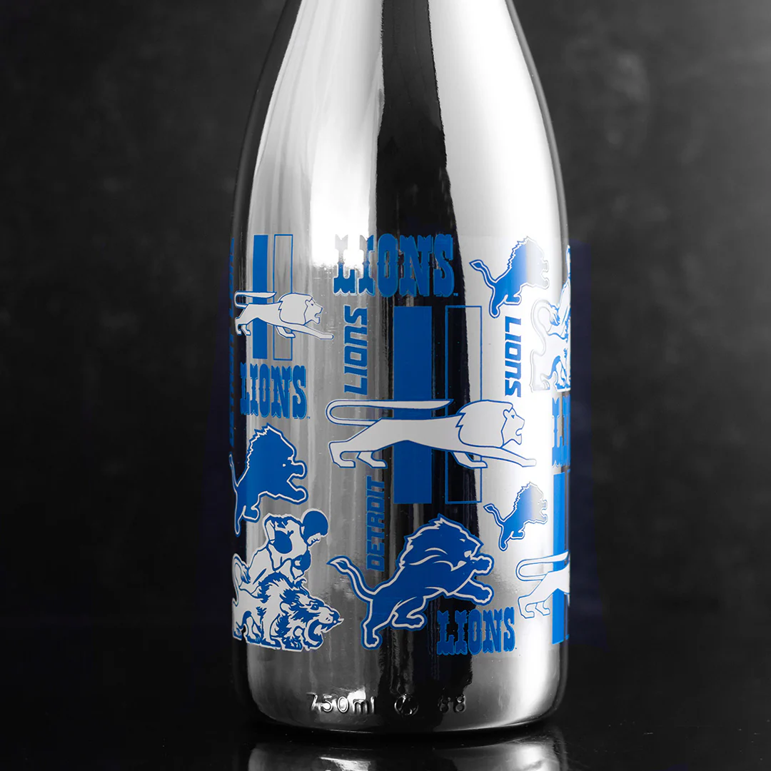 Detroit Lions Logo Evolution Metallic Silver Bubbly - Image 2
