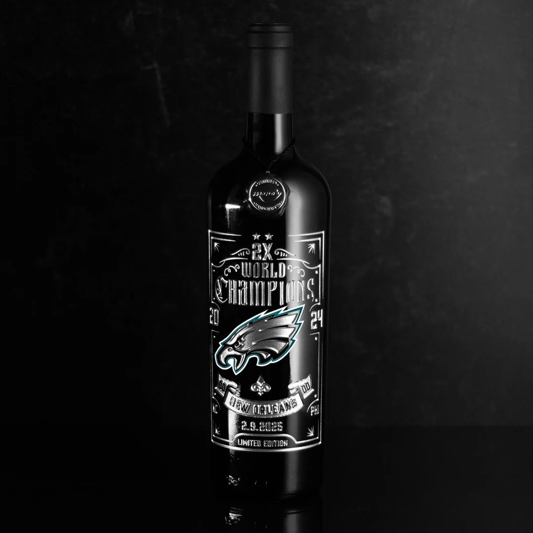 Eagles 2024 World Champions 2X Etched Wine - Image 2