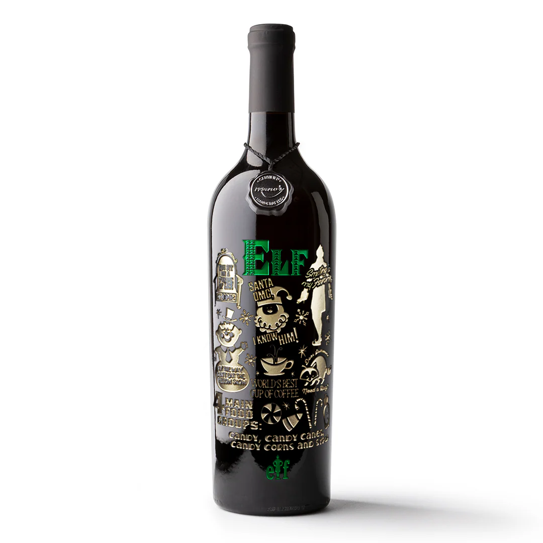 Elf Movie Icons Etched Wine